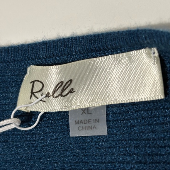 NWT Peacock Blue Sz XL Dolman Sweater By Rielle Flattering Fit - Picture 3 of 10